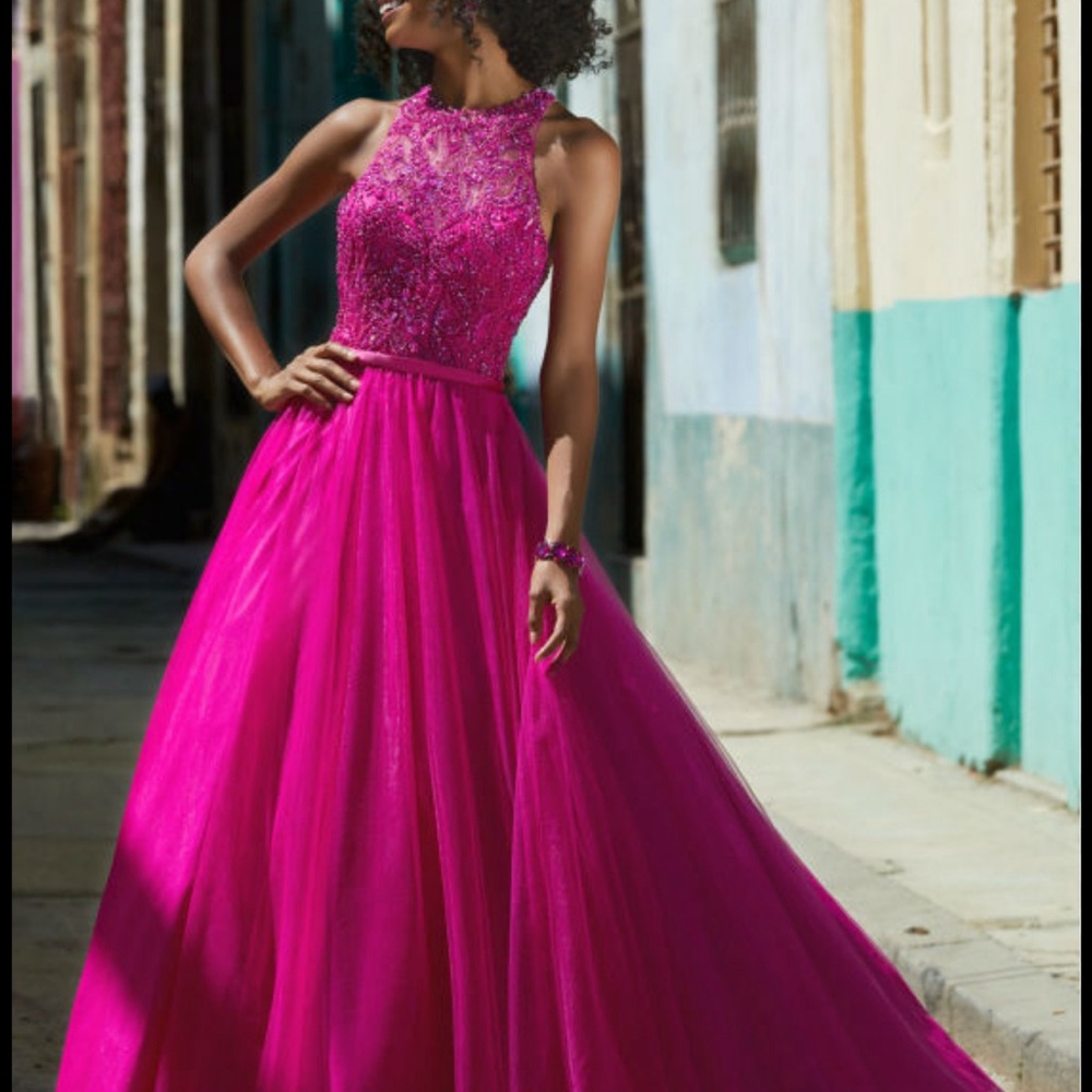 Mori lee pink gown